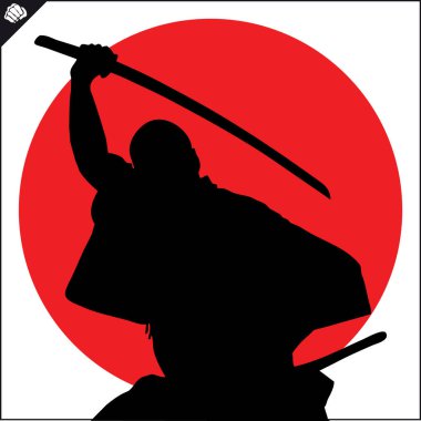 Samurai kendo katanacreative design emblem. Martial art colored simbol, logo.  clipart