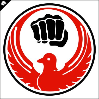 Martial art colored simbol, logo. Karate creative design emblem. clipart
