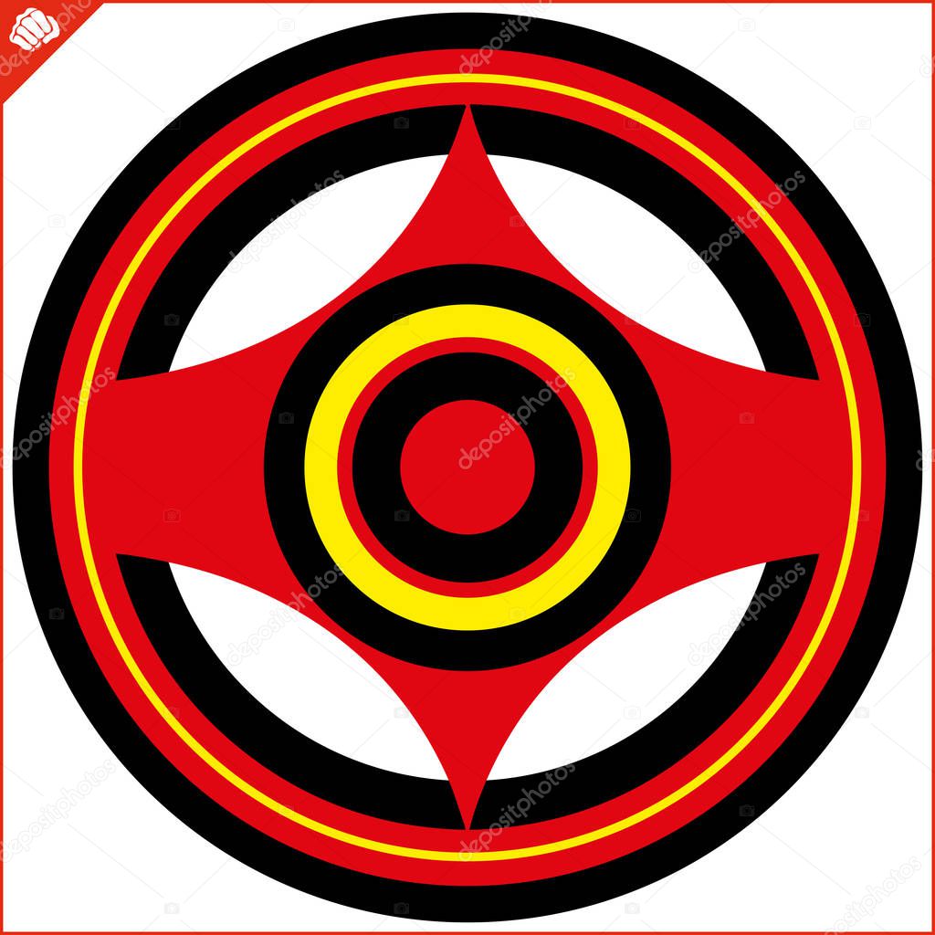 Karate kyokushin creative design emblem. Martial art colored simbol, logo.
