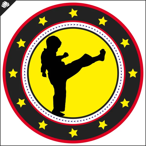 Kampfkunst Farbiges Simbol Logo Karate Kreatives Design Emblem — Stockvektor