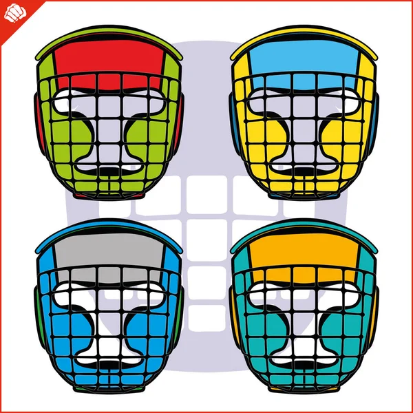 Cool Helmets Martial Arts Martial Arts Full Head Protection Knockout — Stock Vector