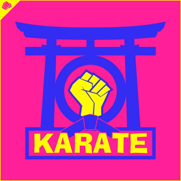 Emblema de karate. Arte marcial diseño de simbol de color creativo. Vector, EPS . — Archivo Imágenes Vectoriales
