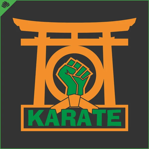 Emblema del karate. Arte marziale creativo disegno Simbol colorato. Vettore, EPS . — Vettoriale Stock