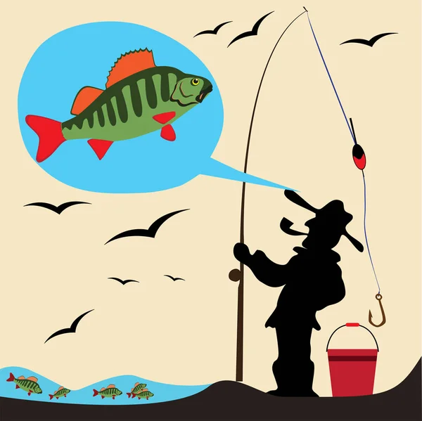 Bellissimo pesce. Modello di pesca. Bellissimo hobby estivo. Manifesto vettoriale. EPS . — Vettoriale Stock
