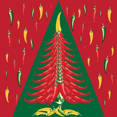 Yeni yıl Cristmas Kırmızı acı biber Yaratıcı ağaç. Vektör. Eps.