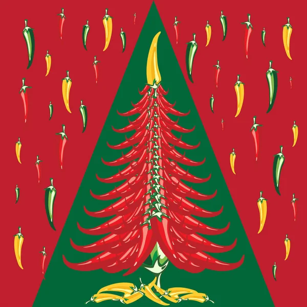 Nuevo año Cristmas Pimienta roja Árbol creativo. Vector. Eps . — Archivo Imágenes Vectoriales