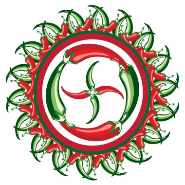 Daire Çerçeve Kırmızı acı biber Orijinal Tasarım kartı. Vektör. Eps.