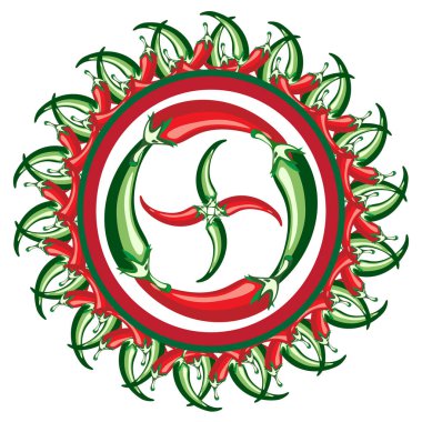 Daire Çerçeve Kırmızı acı biber Orijinal Tasarım kartı. Vektör. Eps.