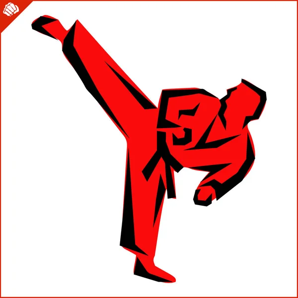 Martial art gekleurde simbol ontwerp. Karaatembleem. — Stockvector