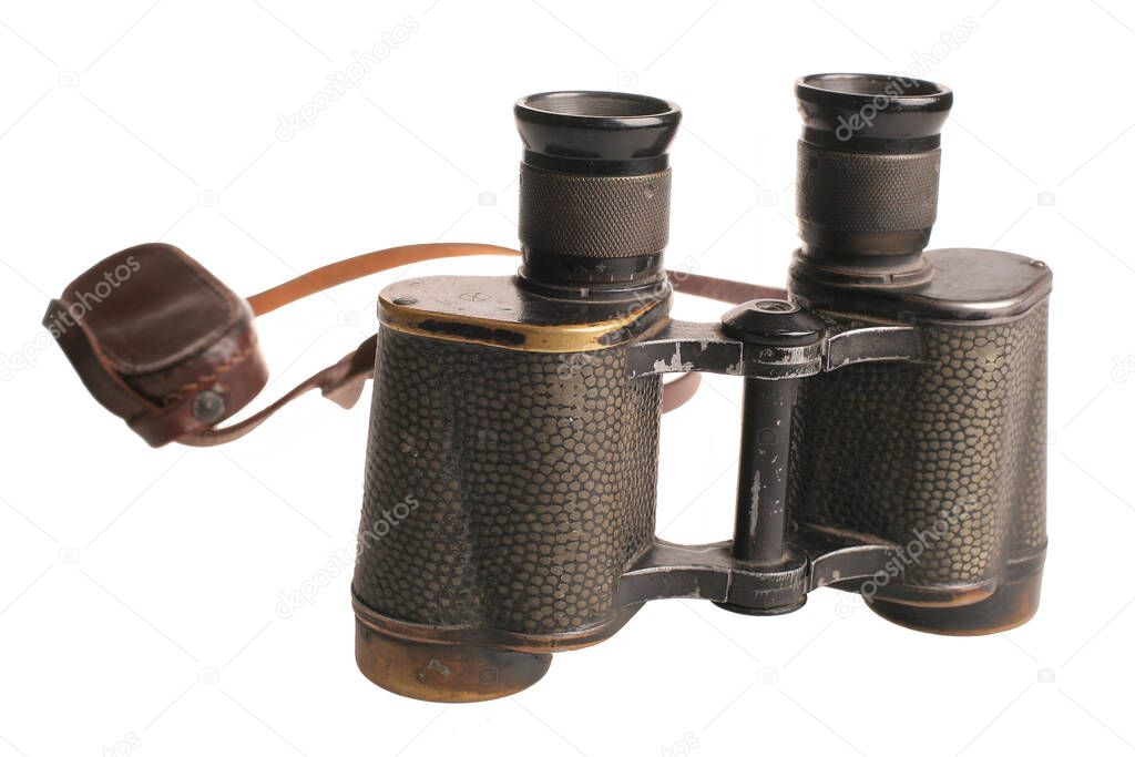 big binoculars horizontal isolated on a white background with cliping path.