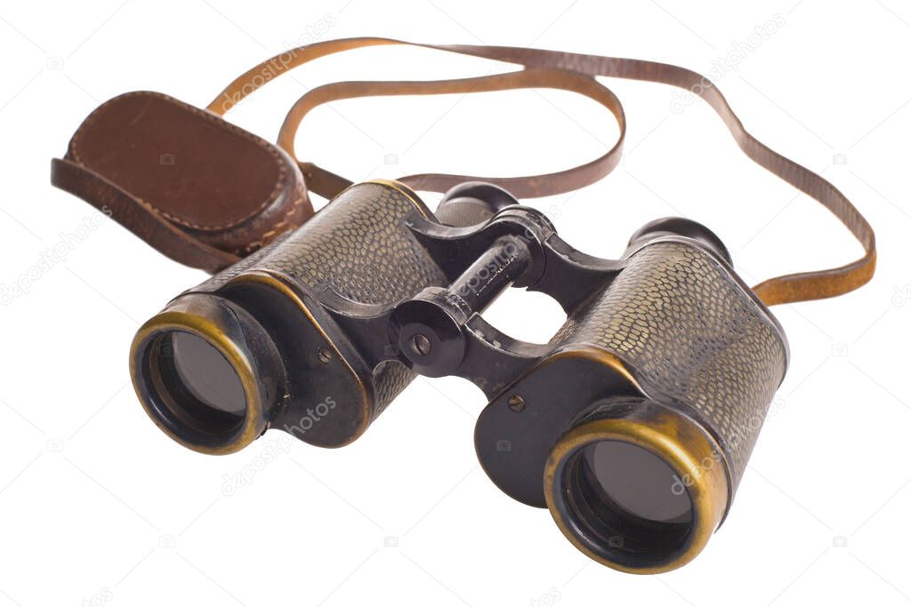 big binoculars horizontal isolated on a white background with cliping path.