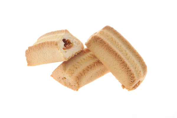 Biscoito Saboroso Bolos Isolados Branco — Fotografia de Stock