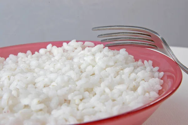 Groats porridge in plate on white — Stock Image Groats Porridge Plate White Stock Image