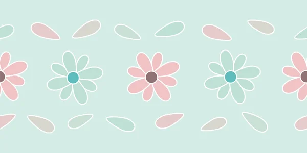 Pastelové květinové bezešvé hranice — Stockový vektor