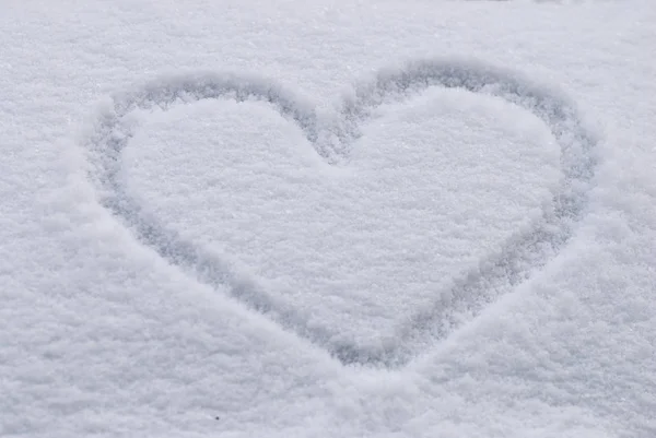 Forma Cuore Nella Neve — Foto Stock