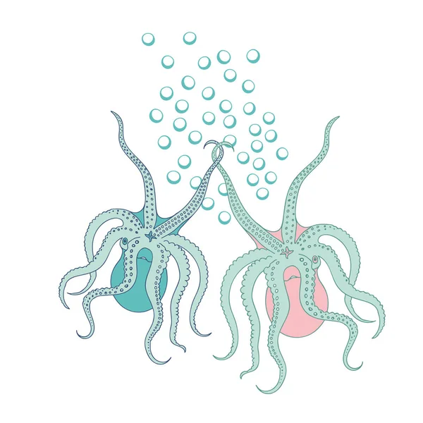 Octopuss Pareja enamorada Vector Diseño — Archivo Imágenes Vectoriales