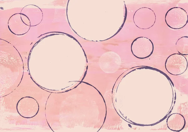 Akrylová malba s kruhy v jemných pastelových barvách růžové — Stock fotografie