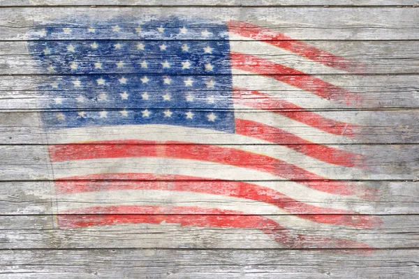 La bandiera USA dipinta su superficie di legno — Foto Stock