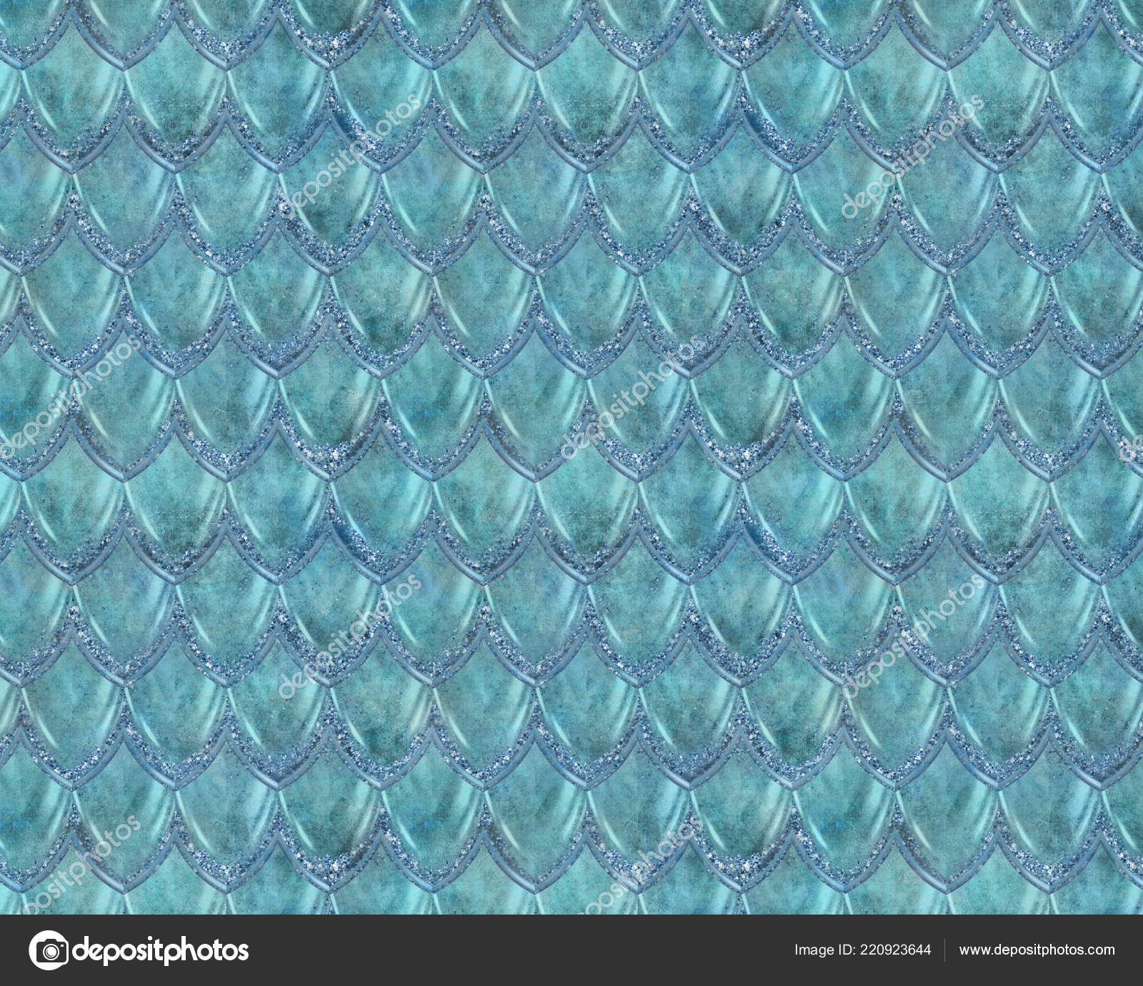Teal Repeating Playful Mermaid Fish Scale Pattern — Stock Photo