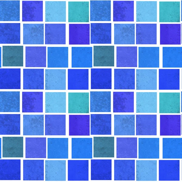 Patrón Sin Costuras Cuadrados Forrados Desiguales Texturizados Tonos Azul Turquesa Fotos de stock