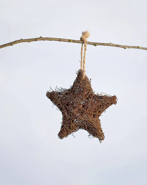 Ενιαία ρουστίκ χριστουγεννιάτικο αστέρι — Φωτογραφία Αρχείου