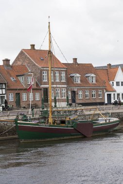 Eski yelken tekne küçük köy Danimarka, Scandinavia