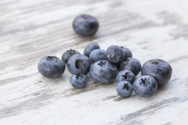Fresh Picked Blueberries White Rustic Wood — Stock Photo, Image