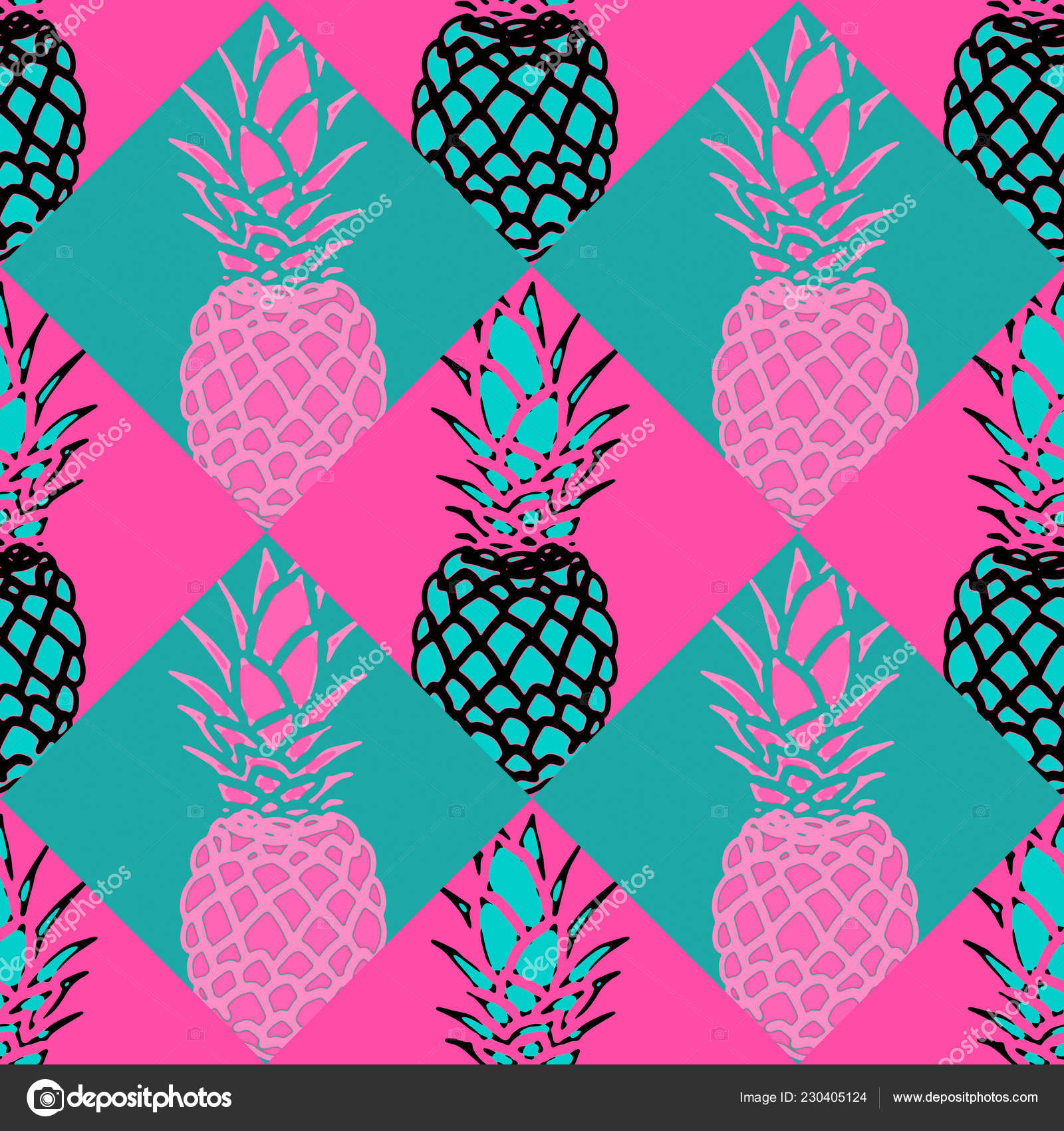 Pineapple pattern in pink and teal Stock Photo by ©Anegada 230405124