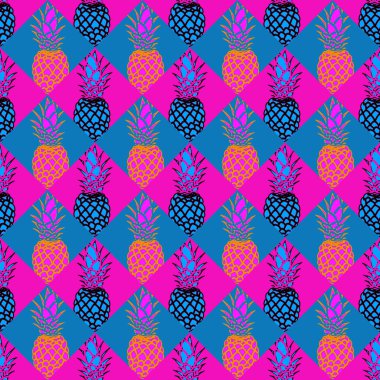 Ananas desen pembe ve mavi