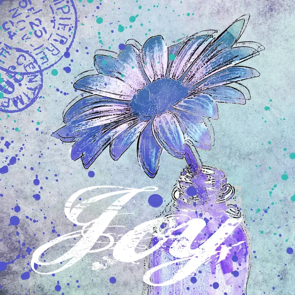 Ilustración de flores de margarita azul — Foto de Stock