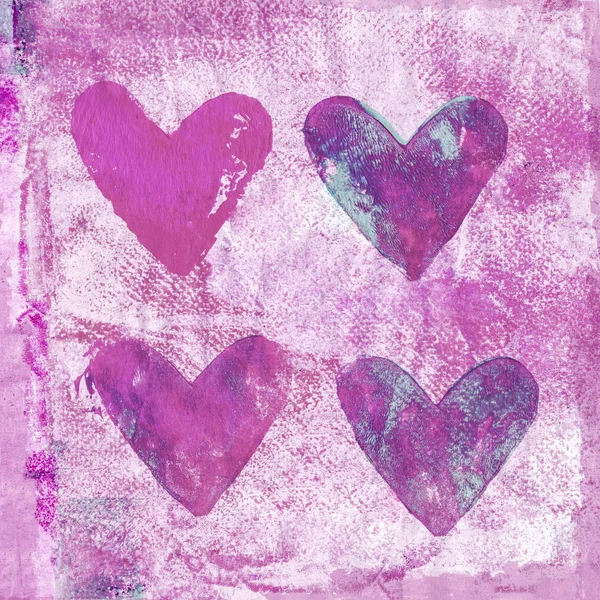 Colorido pintado rosa fondo del corazón — Foto de Stock