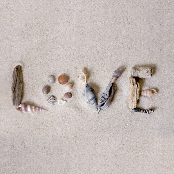 Beach Love Shell Word — Stock Photo, Image