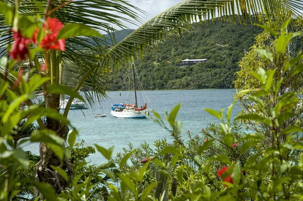 Britse Maagdeneilanden uitzicht vanaf Marina Cay — Stockfoto