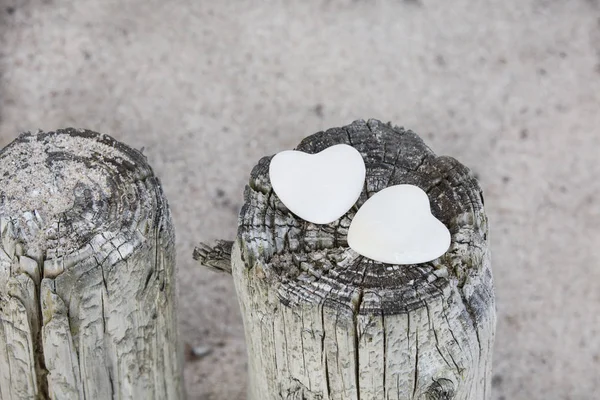 Sten hjärtan på stranden — Stockfoto
