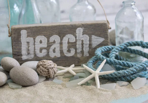 Maritime Still Life Beach Sign — Stock Photo, Image