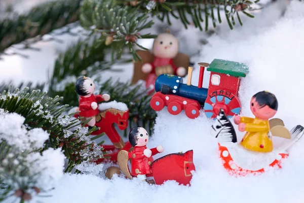 Traditional Wooden Christmas Tree Ornaments — Stock Photo, Image