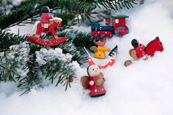 Traditional Wooden Christmas Tree Ornaments — Stock Photo, Image