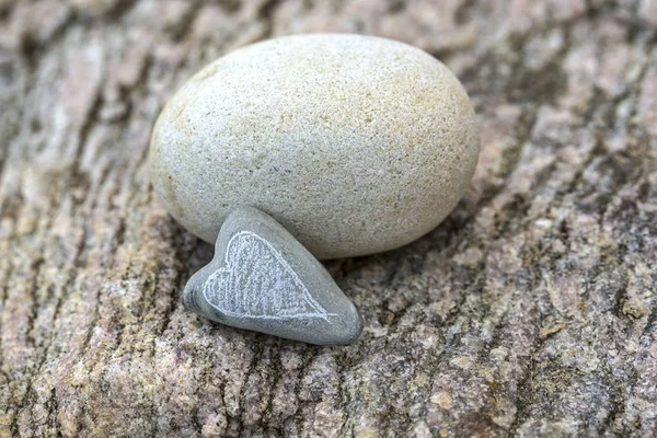 Guijarro con corazón en una roca — Foto de Stock