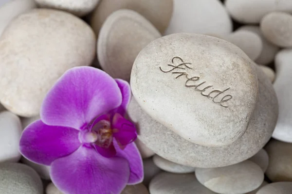 Engraved Pebble With German Word For Joy — Stock Photo, Image