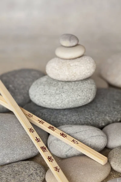 Still Life With Chop Sticks And Pebble — Stock Photo, Image