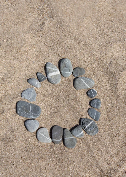 Circle Made Of Pebble In The Sand — ストック写真