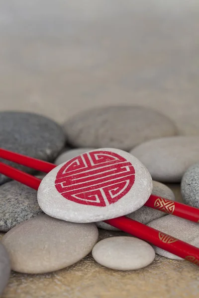 Still Life With Chop Sticks And Pebble — Stock Photo, Image