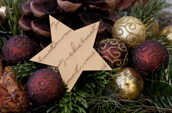 Rustic Christmas Still Life With Star — Stock Photo, Image