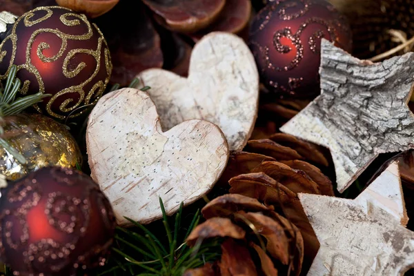 Rustik jul stilleben med hjärta — Stockfoto