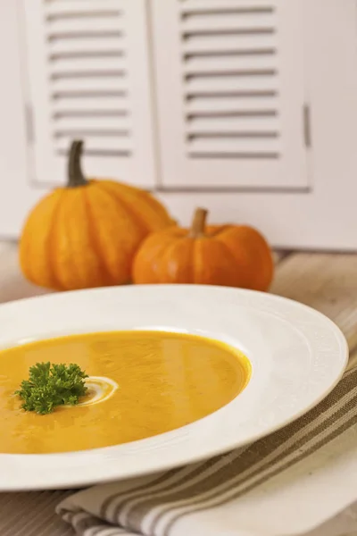 Fresh Homemade Organic Pumpkin Soup — Stock Photo, Image