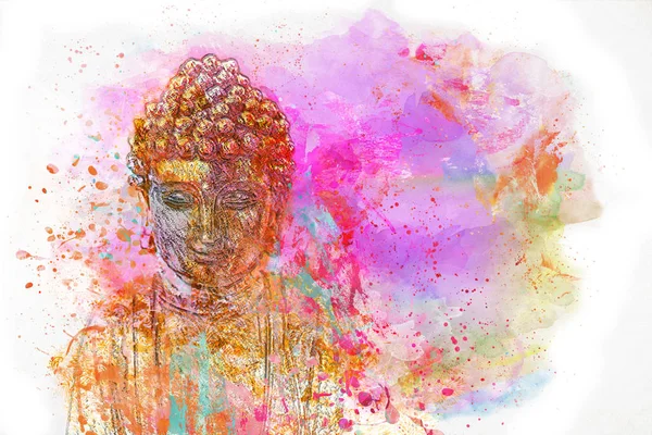 Colorful Digital Painting With Buddha