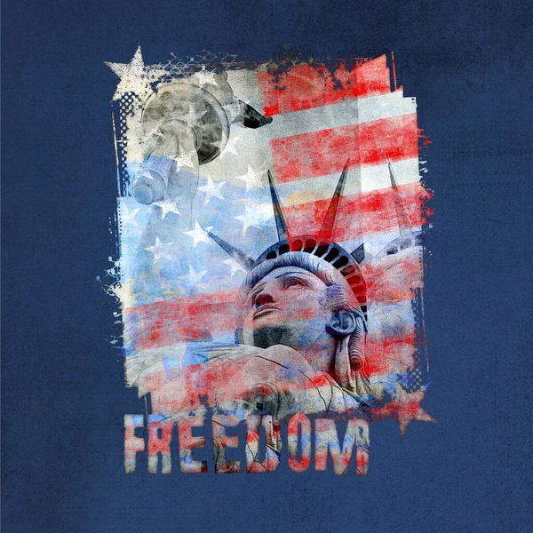 Patriotic Lady Liberty Stars And Stripes Design — Stock Photo, Image