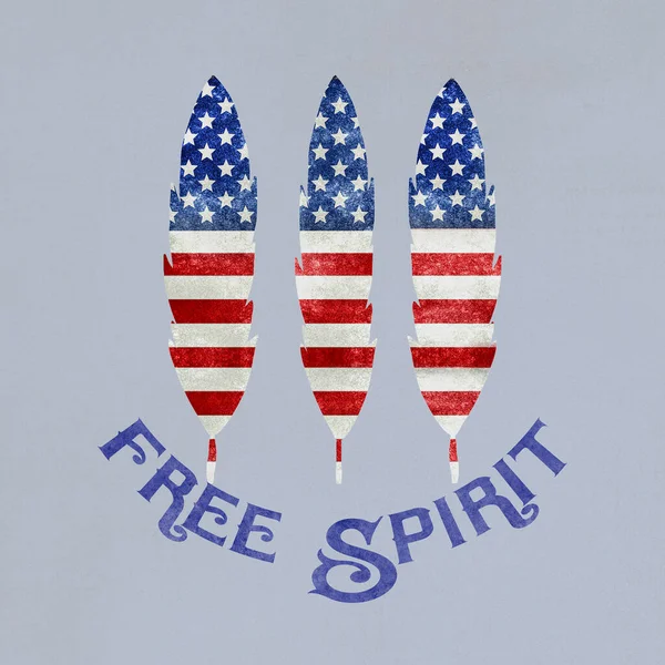 Stelle patriottiche e strisce piume Spirito libero — Foto Stock