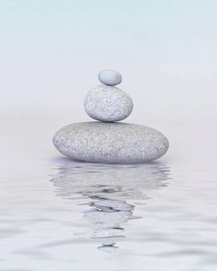 Pürüzsüz Çakıl Taşı Cairn Beyaz Üzerine