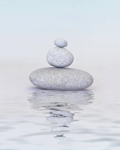 Piedra de guijarro lisa Cairn On White — Foto de Stock